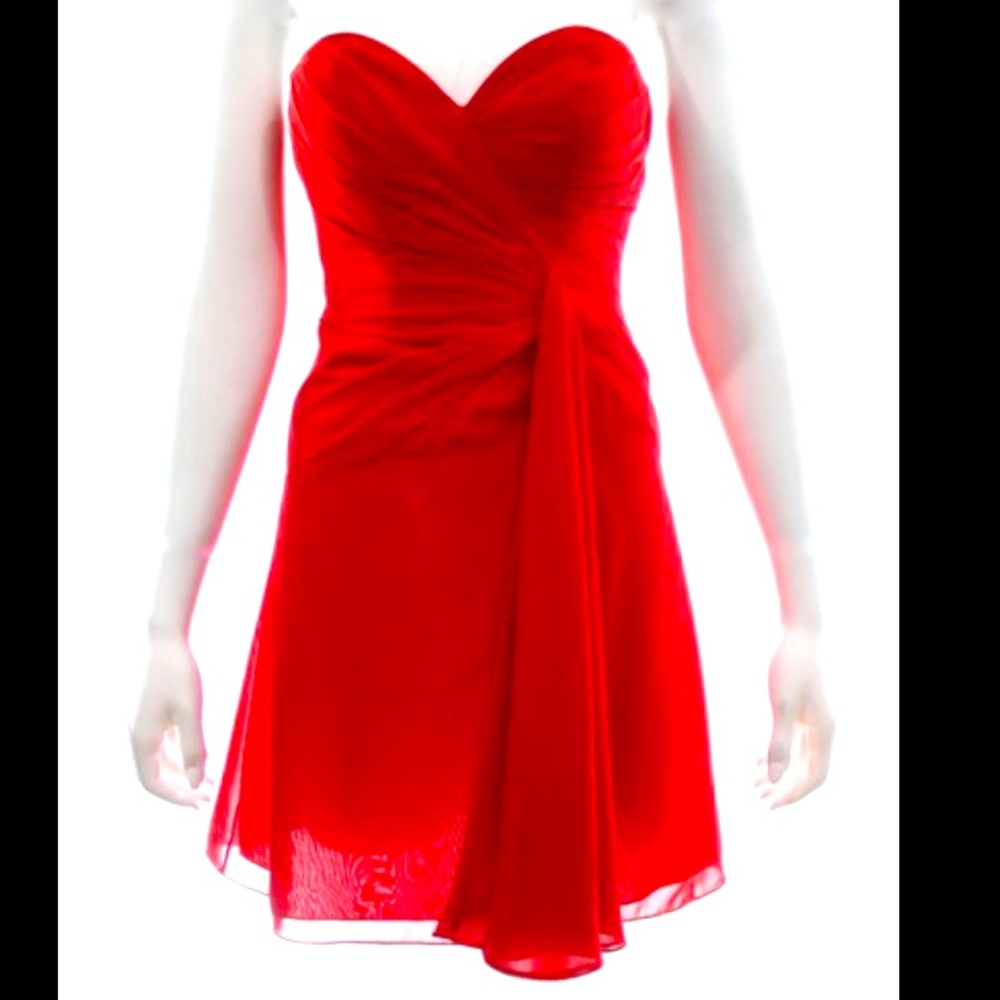 FAVIANA COUTURE STRAPLESS RED COCKTAIL/PROM DRESS EUC SIZE: 14